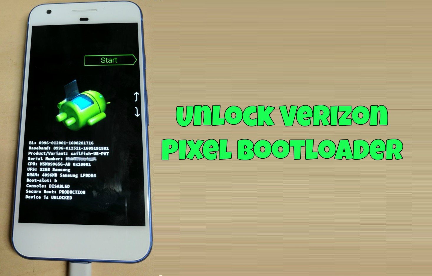 Unlock Verizon Pixel bootloader