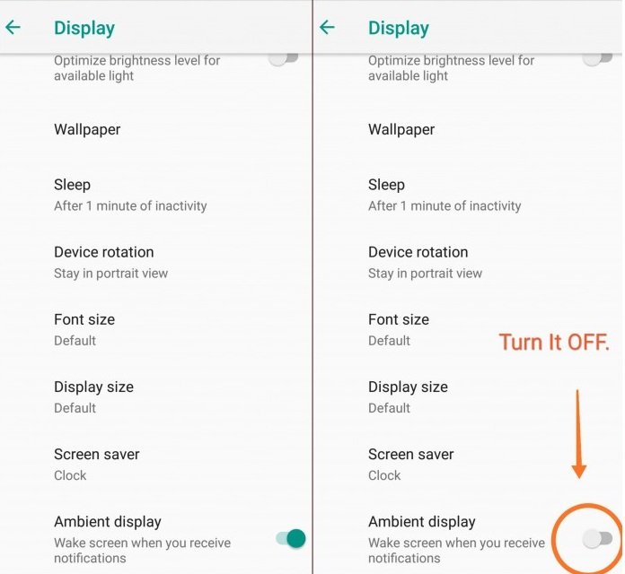 Turn OFF Ambient Display On Mi A1